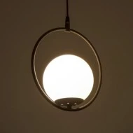 Φωτιστικό κρεμαστό CIRCLE Vintage μονόφωτο μπάλα  1xE27 μαύρο μέταλλο με γαλακτερό γυαλί με διάσταση Μ20 x Π25 x Υ70cm