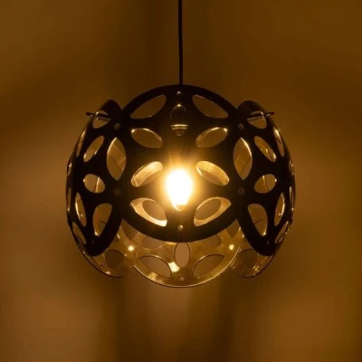 GloboStar® DOMINIC 202-0031 Μοντέρνο Κρεμαστό Φωτιστικό Καπέλο Μονόφωτο 1 x E27 IP20 Μαύρο Πλαστικό - Μ30 x Π30 x Υ70cm