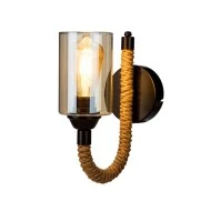 Φωτιστικό RIFT Vintage επιτοίχιο με σχοινί μονόφωτο 1 x E27 μαύρο μέταλλο μπεζ με φιμέ γυαλί Μ22.5 x Π22.5 x Υ28.5cm Φωτιστικό RIFT Vintage επιτοίχιο με σχοινί μονόφωτο 1 x E27 μαύρο μέταλλο μπεζ με φιμέ γυαλί Μ22.5 x Π22.5 x Υ28.5cm