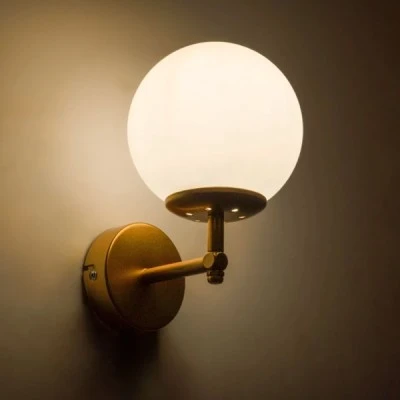 Φωτιστικό DALPH Vintage επιτοίχιο απλίκα μονόφωτο 1 x E27 IP20 χρυσό μέταλλο με λευκό γυαλί M18 x Π15 x Υ23cm GloboStar® DALPH 203-0029 Vintage Επιτοίχιο Φωτιστικό Απλίκα Μονόφωτο 1 x E27 IP20 Χρυσό Μέταλλο με Λευκό Γυαλί - M18 x Π15 x Υ23cm