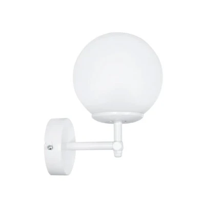 GloboStar® DALPH 203-0030 Vintage Επιτοίχιο Φωτιστικό Απλίκα Μονόφωτο 1 x E27 IP20 Λευκό Μέταλλο με Λευκό Γυαλί - M18 x Π15 x Υ23cm