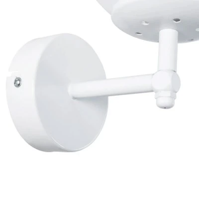 GloboStar® DALPH 203-0030 Vintage Επιτοίχιο Φωτιστικό Απλίκα Μονόφωτο 1 x E27 IP20 Λευκό Μέταλλο με Λευκό Γυαλί - M18 x Π15 x Υ23cm