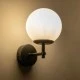 GloboStar® DALPH 203-0032 Vintage Επιτοίχιο Φωτιστικό Απλίκα Μονόφωτο 1 x E27 IP20 Μαύρο Μέταλλο με Λευκό Γυαλί - M18 x Π15 x Υ23cm