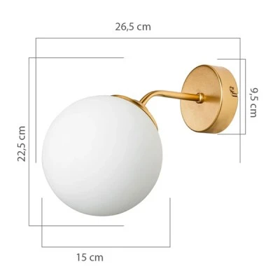 GloboStar® DALPH 203-0033 Vintage Επιτοίχιο Φωτιστικό Απλίκα Μονόφωτο 1 x E27 IP20 Χρυσό Μέταλλο με Λευκό Γυαλί - M15 x Π18 x Υ22.5cm
