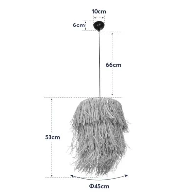 GloboStar® WEG 203-0036 Boho Κρεμαστό Φωτιστικό Καπέλο Μονόφωτο 1 x E27 IP20 Μπέζ Ψάθα - M30 x Π30 x Υ90cm