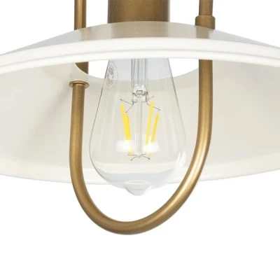 Φωτιστικό BILLA Vintage κρεμαστό μονόφωτο 1 x E27 IP20 λευκό & χρυσό μέταλλο διάστασης M30.5 x Π30.5 x Υ20cm GloboStar® BILLA 203-0041 Vintage Κρεμαστό Φωτιστικό Καμπάνα Μονόφωτο 1 x E27 IP20 Λευκό με Χρυσό Μέταλλο - M30.5 x Π30.5 x Υ70cm