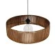 GloboStar® KYCLOS 203-0045 Boho Κρεμαστό Φωτιστικό Καπέλο Μονόφωτο 1 x E27 IP20 Καφέ Rattan - M55 x Π55 x Υ90cm