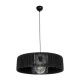 GloboStar® KYCLOS 203-0046 Boho Κρεμαστό Φωτιστικό Καπέλο Μονόφωτο 1 x E27 IP20 Μαύρο Rattan - M55 x Π55 x Υ90cm