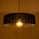 GloboStar® KYCLOS 203-0046 Boho Κρεμαστό Φωτιστικό Καπέλο Μονόφωτο 1 x E27 IP20 Μαύρο Rattan - M55 x Π55 x Υ90cm