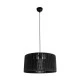 GloboStar® KYCLOS 203-0048 Boho Κρεμαστό Φωτιστικό Καπέλο Μονόφωτο 1 x E27 IP20 Μαύρο Rattan - M40 x Π40 x Υ25.5cm