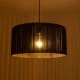 GloboStar® KYCLOS 203-0048 Boho Κρεμαστό Φωτιστικό Καπέλο Μονόφωτο 1 x E27 IP20 Μαύρο Rattan - M40 x Π40 x Υ25.5cm