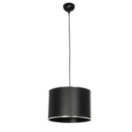Φωτιστικό ELECTRA μοντέρνο κρεμαστό μονόφωτο 1 x E27 IP20 μαύρο ύφασμα με ασημί μέταλλο με διάσταση Μ30 x Π30 x Υ23cm