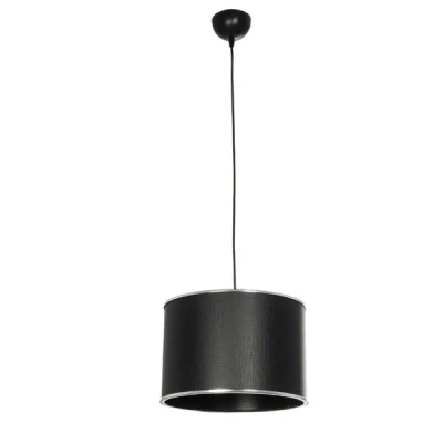 Φωτιστικό ELECTRA μοντέρνο κρεμαστό μονόφωτο 1 x E27 IP20 μαύρο ύφασμα με ασημί μέταλλο με διάσταση Μ30 x Π30 x Υ23cm GloboStar® ELECTRA 203-0111 Μοντέρνο Κρεμαστό Φωτιστικό Καπέλο Μονόφωτο 1 x E27 IP20 Mαύρο Ύφασμα με Ασημί Λεπτομέρεια - Μ30 x Π30 x Υ90cm