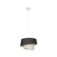 GloboStar® ALINA 203-0131 Μοντέρνο Κρεμαστό Φωτιστικό Καπέλο Μονόφωτο 1 x E27 IP20 Μαύρο & Λευκό Ύφασμα - Μ30 x Π30 x Υ93cm