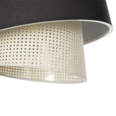 GloboStar® ALINA 203-0131 Μοντέρνο Κρεμαστό Φωτιστικό Καπέλο Μονόφωτο 1 x E27 IP20 Μαύρο & Λευκό Ύφασμα - Μ30 x Π30 x Υ93cm