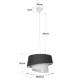 GloboStar® ALINA 203-0131 Μοντέρνο Κρεμαστό Φωτιστικό Καπέλο Μονόφωτο 1 x E27 IP20 Μαύρο & Λευκό Ύφασμα - Μ30 x Π30 x Υ93cm