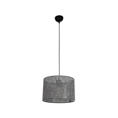 GloboStar® CLAIRIE 203-0136 Μοντέρνο Κρεμαστό Φωτιστικό Καπέλο Μονόφωτο 1 x E27 IP20 Μαύρο Ύφασμα - Μ30 x Π30 x Υ93cm