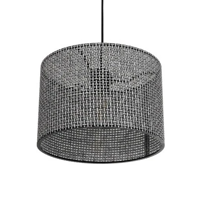GloboStar® CLAIRIE 203-0136 Μοντέρνο Κρεμαστό Φωτιστικό Καπέλο Μονόφωτο 1 x E27 IP20 Μαύρο Ύφασμα - Μ30 x Π30 x Υ93cm