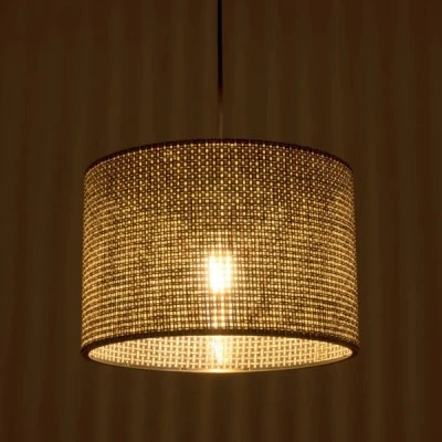 GloboStar® CLAIRIE 203-0135 Μοντέρνο Κρεμαστό Φωτιστικό Καπέλο Μονόφωτο 1 x E27 IP20 Καφέ Ύφασμα - Μ30 x Π30 x Υ93cm