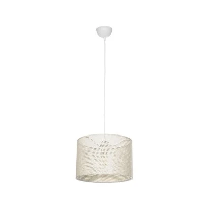 GloboStar® CLAIRIE 203-0137 Μοντέρνο Κρεμαστό Φωτιστικό Καπέλο Μονόφωτο 1 x E27 IP20 Λευκό Ύφασμα - Μ30 x Π30 x Υ93cm