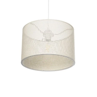 GloboStar® CLAIRIE 203-0137 Μοντέρνο Κρεμαστό Φωτιστικό Καπέλο Μονόφωτο 1 x E27 IP20 Λευκό Ύφασμα - Μ30 x Π30 x Υ93cm
