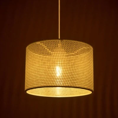 GloboStar® CLAIRIE 203-0137 Μοντέρνο Κρεμαστό Φωτιστικό Καπέλο Μονόφωτο 1 x E27 IP20 Λευκό Ύφασμα - Μ30 x Π30 x Υ93cm