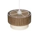 GloboStar® SISSIE 203-0138 Μοντέρνο Κρεμαστό Φωτιστικό Καπέλο Μονόφωτο 1 x E27 IP20 Καφέ & Μπεζ Ύφασμα - Μ30 x Π30 x Υ93cm