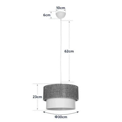 GloboStar® SISSIE 203-0138 Μοντέρνο Κρεμαστό Φωτιστικό Καπέλο Μονόφωτο 1 x E27 IP20 Καφέ & Μπεζ Ύφασμα - Μ30 x Π30 x Υ93cm