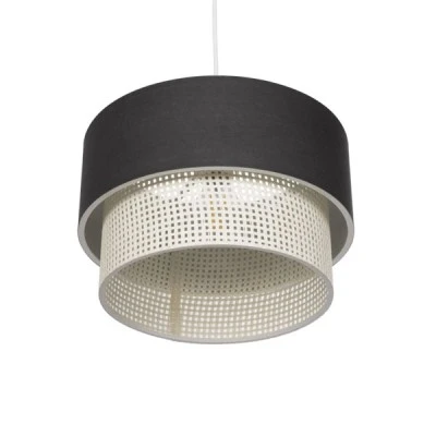 GloboStar® SISSIE 203-0140 Μοντέρνο Κρεμαστό Φωτιστικό Καπέλο Μονόφωτο 1 x E27 IP20 Γκρι & Λευκό Ύφασμα -Μ30 x Π30 x Υ93cm