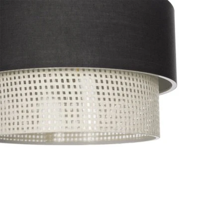 GloboStar® SISSIE 203-0140 Μοντέρνο Κρεμαστό Φωτιστικό Καπέλο Μονόφωτο 1 x E27 IP20 Γκρι & Λευκό Ύφασμα -Μ30 x Π30 x Υ93cm