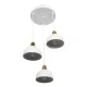 GloboStar® ΗUT 203-0148 Vintage Κρεμαστό Φωτιστικό Καμπάνα Τρίφωτο 3 x E27 IP20 Λευκό με Χρυσό Πλαστικό - Μ40 x Π40 x Υ76cm