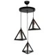 GloboStar® TRIANGLE 203-0162 Vintage Κρεμαστό Φωτιστικό Καμπάνα Τρίφωτο 3 x E27 IP20 Μαύρο με Χρυσό Πλαστικό - Μ50 x Π50 x Υ80cm