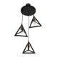 GloboStar® TRIANGLE 203-0162 Vintage Κρεμαστό Φωτιστικό Καμπάνα Τρίφωτο 3 x E27 IP20 Μαύρο με Χρυσό Πλαστικό - Μ50 x Π50 x Υ80cm