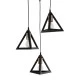 GloboStar® TRIANGLE 203-0162 Vintage Κρεμαστό Φωτιστικό Καμπάνα Τρίφωτο 3 x E27 IP20 Μαύρο με Χρυσό Πλαστικό - Μ50 x Π50 x Υ80cm