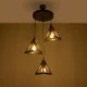 GloboStar® TRIANGLE 203-0162 Vintage Κρεμαστό Φωτιστικό Καμπάνα Τρίφωτο 3 x E27 IP20 Μαύρο με Χρυσό Πλαστικό - Μ50 x Π50 x Υ80cm