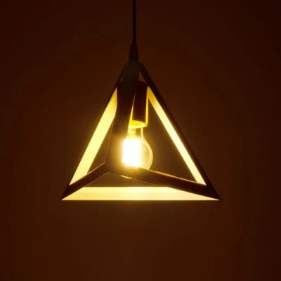 Φωτιστικό TRIANGLE μοντέρνο κρεμαστό καμπάνα μονόφωτο 1xE27 IP20 λευκό με χρυσό πλαστικό με διάσταση Μ24xΠ24xΥ56cm