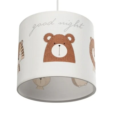 GloboStar® BEAR 204-0021 Παιδικό Κρεμαστό Φωτιστικό Φιγούρα Μονόφωτο 1 x E27 IP20 Λευκό Ύφασμα - Μ24 x Π24 x Υ70cm