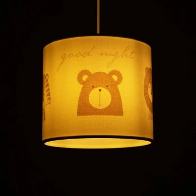 GloboStar® BEAR 204-0021 Παιδικό Κρεμαστό Φωτιστικό Φιγούρα Μονόφωτο 1 x E27 IP20 Λευκό Ύφασμα - Μ24 x Π24 x Υ70cm