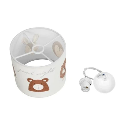 GloboStar® BEAR 204-0021 Παιδικό Κρεμαστό Φωτιστικό Φιγούρα Μονόφωτο 1 x E27 IP20 Λευκό Ύφασμα - Μ24 x Π24 x Υ70cm