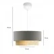 GloboStar® BIGGIE 204-0095 Μοντέρνο Κρεμαστό Φωτιστικό Kαπέλο Μονόφωτο 1 x E27 IP20 Γκρι Ύφασμα με Μπεζ Rattan - Μ30 x Π30 x Υ70cm