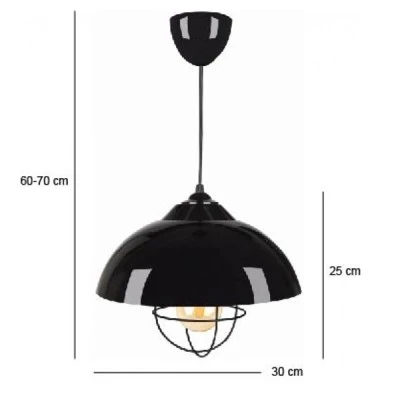 GloboStar® PATRICK 204-0109 Μοντέρνο Κρεμαστό Φωτιστικό Πλέγμα Μονόφωτο 1 x E27 IP20 Μαύρο Μέταλλο - Μ25 x Π25 x Υ55cm