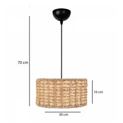  Boho κρεμαστό φωτιστικό καπέλο μονόφωτο 1 x E27 IP20 μπεζ Rattan με διάσταση Μ30 x Π30 x Υ16cm