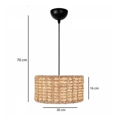  Boho κρεμαστό φωτιστικό καπέλο μονόφωτο 1 x E27 IP20 μπεζ Rattan με διάσταση Μ30 x Π30 x Υ16cm