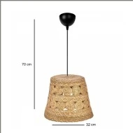 Φωτιστικό Καμπάνα Boho κρεμαστό μονόφωτο 1 x E27 IP20 μπεζ σχοινί με διάσταση  Μ32xΠ32xΥ30cm