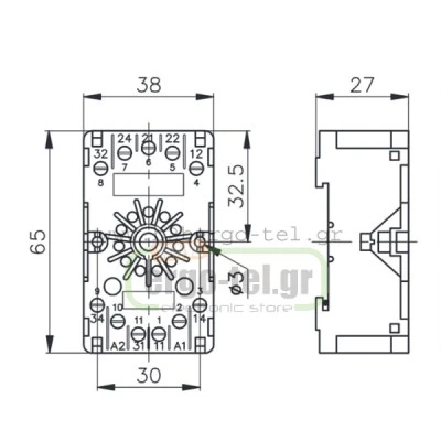 Βάση για ρελέ 11 ποδιών CARLO GAVAZZI ZPD11A