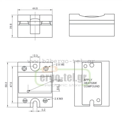Μονοφασικό SSR ρελέ (SOLID STATE RELAY) RS1A23D40 είσοδος 4,5-32VDC έξοδος ACS1 40A/230VAC
