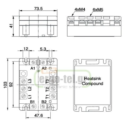 Τριφασικό SSR ρελέ είσοδος 24-275VAC & 24-50VDC έξοδος ACS1 40A/400VAC έξοδος ACS3 8A/400VAC