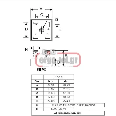 Γέφυρα ανόρθωσης 25A 600V E2506