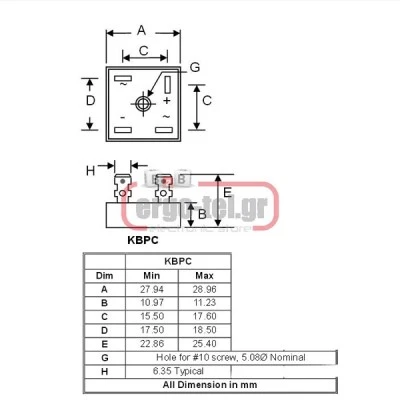 Γέφυρα ανόρθωσης 50A 600V E5006