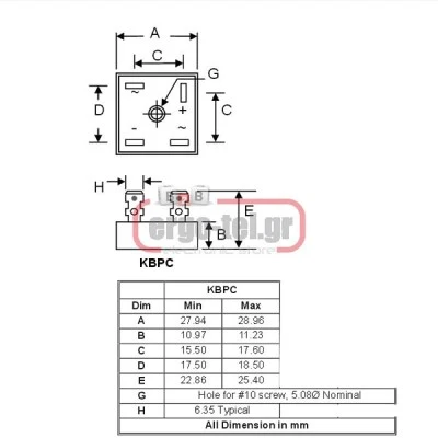 Γέφυρα ανόρθωσης 35A 1000V E3510